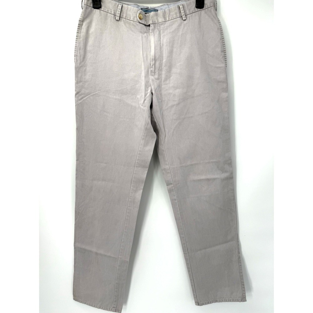 Peter Millar Trousers Mens 34 Light Grey Pima Cotton Straight Leg Flat Front